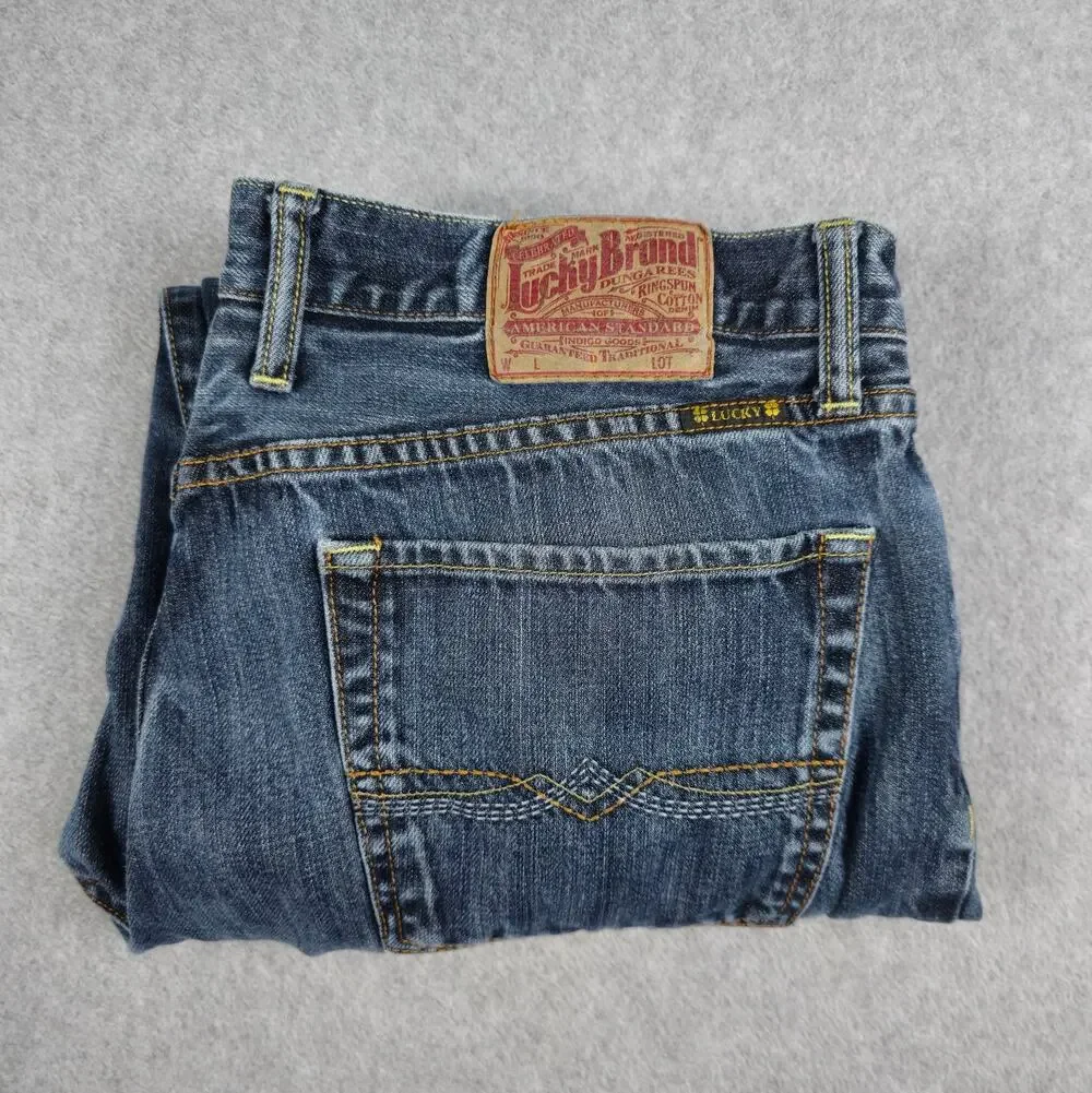 Lucky Brand Mens 36x28 Straight Leg Jeans - Missing Button
